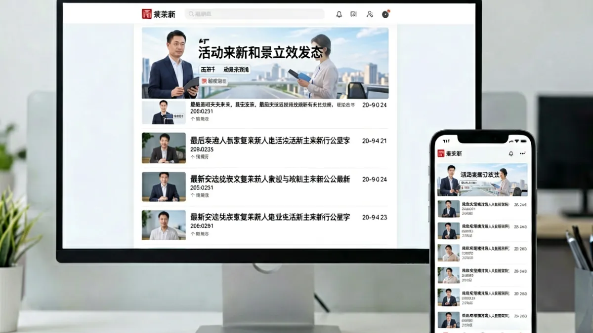 俺去也官网最新动态页面展示，屏幕上显示多条域名变动与内容更新短讯